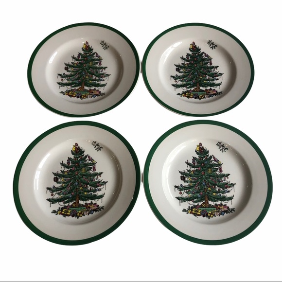 Vintage Spode England Christmas Tree Salad Dessert Plates LNC - Picture 6 of 11